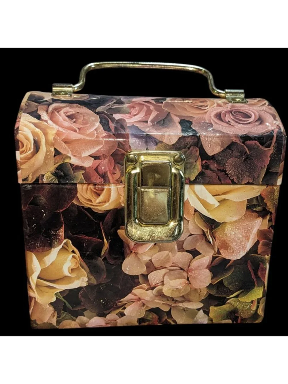 Grandmacore Vintage 90s Floral Decoupage Vanity Jewelry Train Case